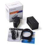 ORICO A3H4 Aluminium Hochgeschwindigkeits 4 Ports USB 3.0 HUB mit 12V/2,5A Netzteil für Laptops, 4 Ports (Silber)