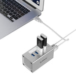 ORICO A3H4 Aluminium Hochgeschwindigkeits 4 Ports USB 3.0 HUB mit 12V/2,5A Netzteil für Laptops, 4 Ports (Silber)