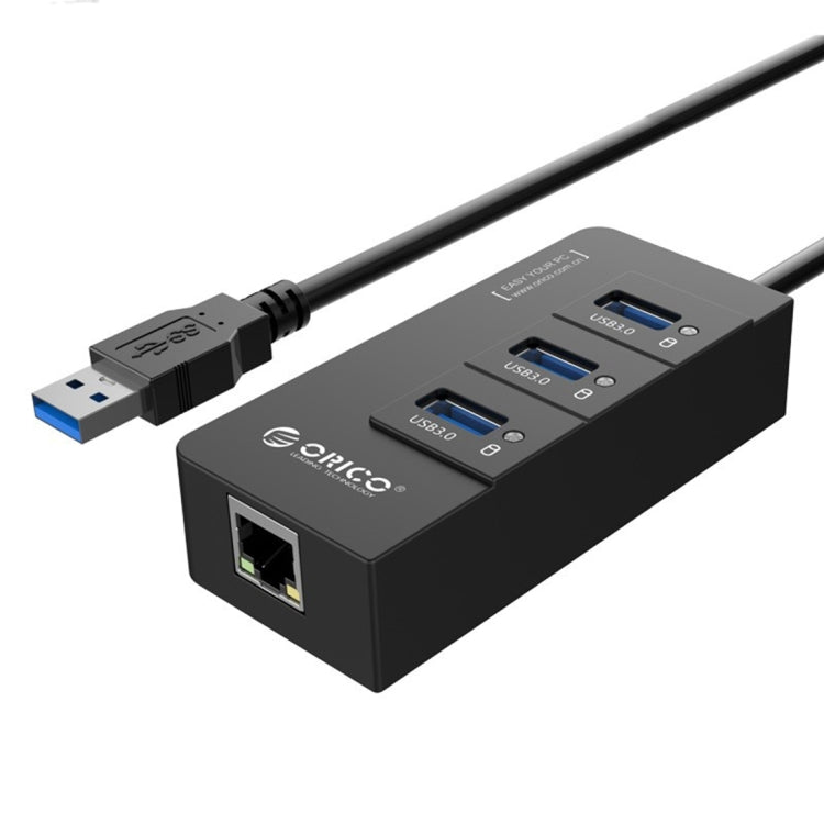 ORICO HR01-U3 ABS 3 Ports USB3.0 HUB Splitter mit externer RJ45 Gigabit Ethernet Netzwerkkarte 5 Gbps für Laptops / Desktop / Ultrabook etc.