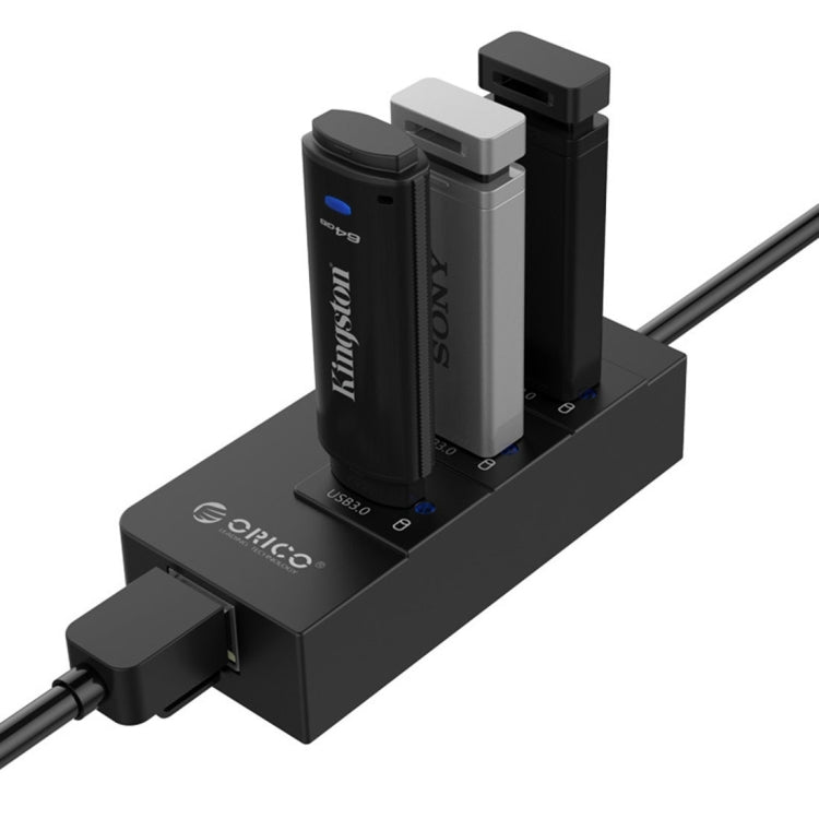 ORICO HR01-U3 ABS 3 Ports USB3.0 HUB Splitter mit externer RJ45 Gigabit Ethernet Netzwerkkarte 5 Gbps für Laptops / Desktop / Ultrabook etc.