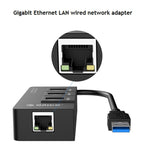 ORICO HR01-U3 ABS 3 Ports USB3.0 HUB Splitter mit externer RJ45 Gigabit Ethernet Netzwerkkarte 5 Gbps für Laptops / Desktop / Ultrabook etc.