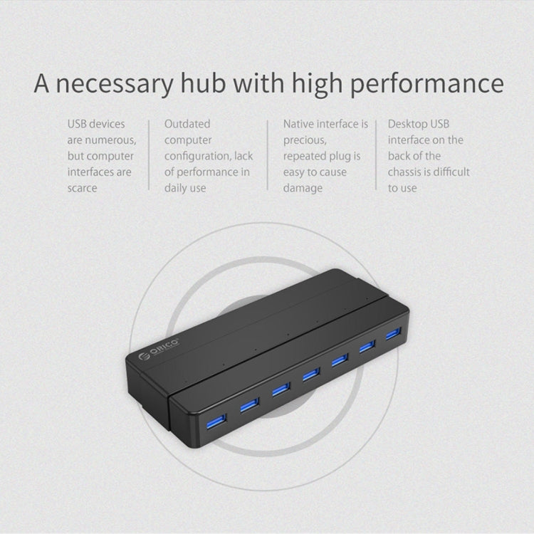 ORICO H7928-U3 ABS Material Desktop 7 Ports USB 3.0 HUB mit 1m Kabel, USB 3.0