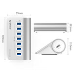 ORICO M3U7 Aluminiumlegierung 7-Port USB 3.2 Gen1 5Gbps HUB mit 1m Kabel, M3U7 1m