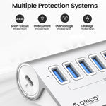 ORICO M3U7-G2 Aluminiumlegierung 7-Port USB 3.2 Gen2 10Gbps HUB mit 1m Kabel, M3U7-G2 1m