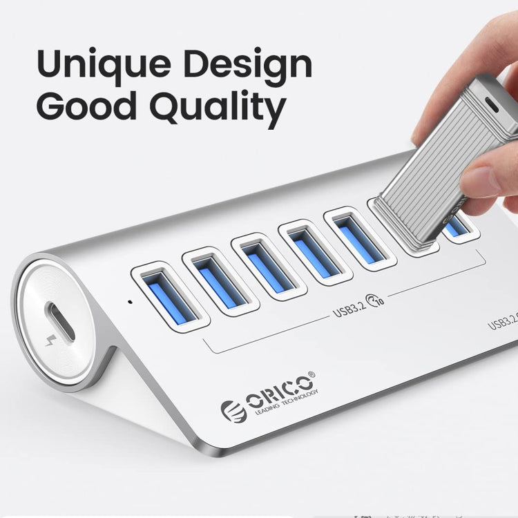 ORICO M3U7-G2 Aluminiumlegierung 7-Port USB 3.2 Gen2 10Gbps HUB mit 1m Kabel, M3U7-G2 1m