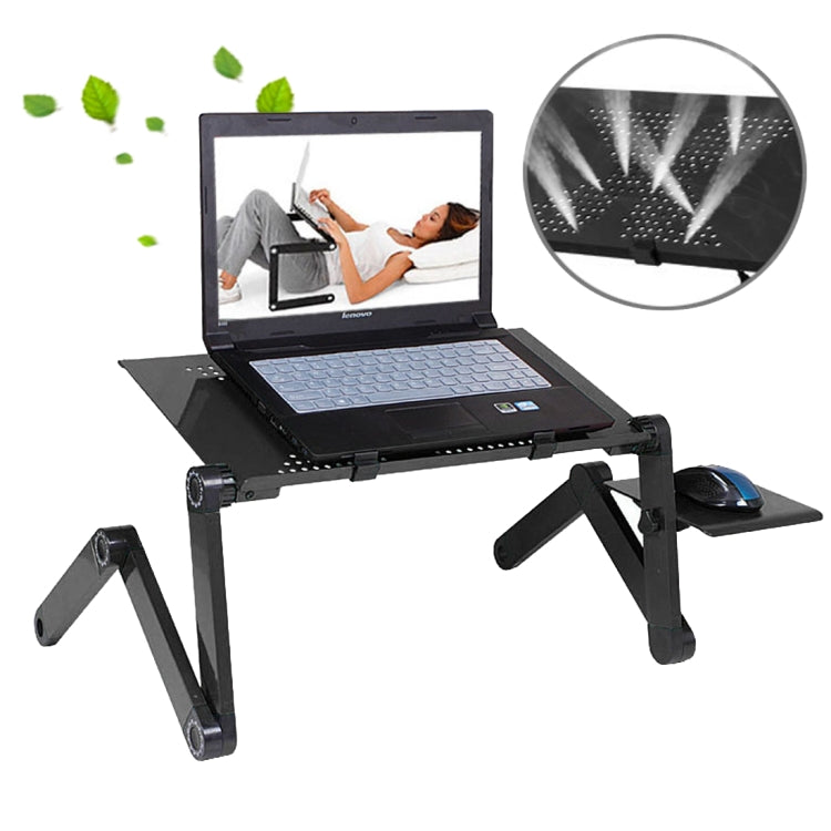 Tragbarer, 360 Grad verstellbarer, klappbarer Schreibtischständer aus Aluminiumlegierung mit Mauspad für Laptop / Notebook, ohne CPU-Lüfter, mit Mauspad, mit Mauspad (M)