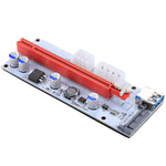 PCE164P-N06 VER008S USB 3.0 PCI-E Express 1x zu 16x PCI-E Extender Riser Kartenadapter 15-Pin SATA Strom 6-Pin + 4-Pin Stromanschluss mit 60cm USB-Kabel, VER008S Rot