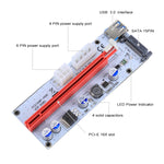 PCE164P-N06 VER008S USB 3.0 PCI-E Express 1x zu 16x PCI-E Extender Riser Kartenadapter 15-Pin SATA Strom 6-Pin + 4-Pin Stromanschluss mit 60cm USB-Kabel, VER008S Rot