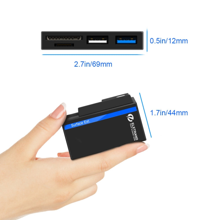 ROCKETEK RT-SGO727 USB 3.0 + USB 2.0 + Micro USB Schnittstellen-Hub für Microsoft Surface Go, mit 2 TF-Karten- & SD-Karten-Slots, RT-SGO727