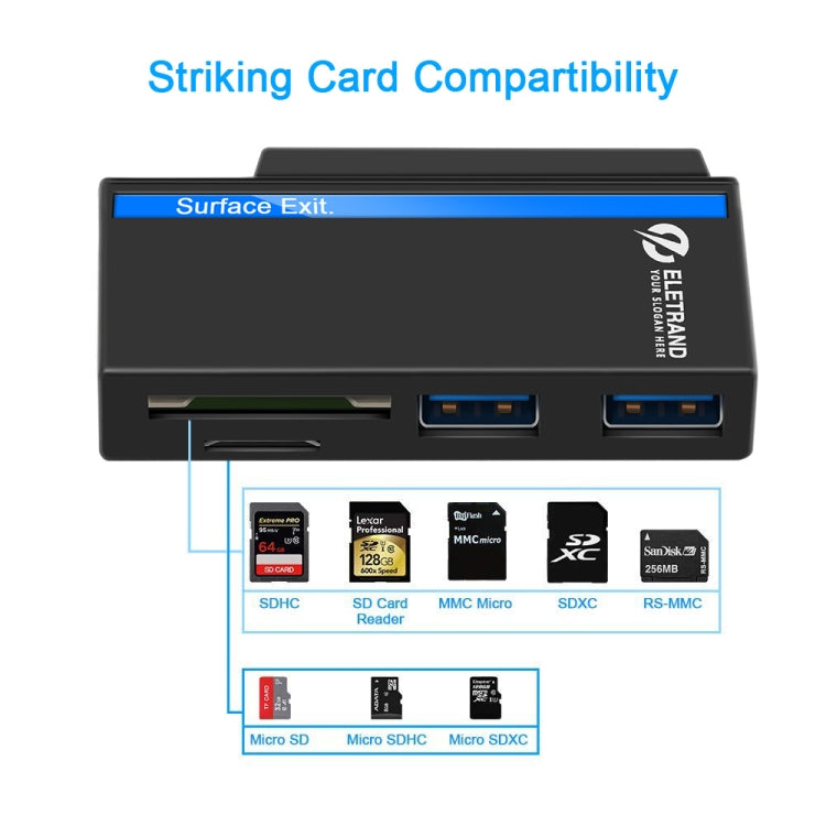 ROCKETEK RT-SGO737 2 USB 3.0 + Micro USB Schnittstellen-Hub für Microsoft Surface Go, mit 2 TF-Karten- & SD-Karten-Steckplätzen, RT-SGO737