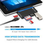 ROCKETEK RT-SGO737 2 USB 3.0 + Micro USB Schnittstellen-Hub für Microsoft Surface Go, mit 2 TF-Karten- & SD-Karten-Steckplätzen, RT-SGO737