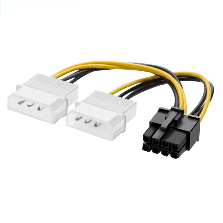 18cm Y-förmiges 8-Pin PCI Express zu Dual 4-Pin Molex Grafikkarten-Stromkabel, 8-Pin Buchse zu Dual 4-Pin Stecker