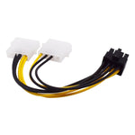 18cm Y-förmiges 8-Pin PCI Express zu Dual 4-Pin Molex Grafikkarten-Stromkabel, 8-Pin Buchse zu Dual 4-Pin Stecker