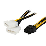 18cm Y-förmiges 8-Pin PCI Express zu Dual 4-Pin Molex Grafikkarten-Stromkabel, 8-Pin Buchse zu Dual 4-Pin Stecker