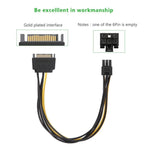 20cm SATA 15-Pin zu 6-Pin PCI Express Grafikkarten-SATA-Stromkabel, SATA 15-Pin zu 6-Pin Buchse