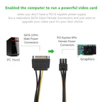 20cm SATA 15-Pin zu 6-Pin PCI Express Grafikkarten-SATA-Stromkabel, SATA 15-Pin zu 6-Pin Buchse