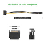 20cm SATA 15-Pin zu 6-Pin PCI Express Grafikkarten-SATA-Stromkabel, SATA 15-Pin zu 6-Pin Buchse