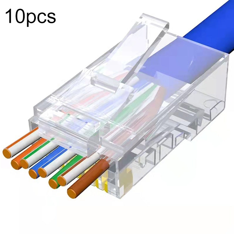 10 Stück Cat6e Ungeschirmter Pass-Through RJ45 Stecker Modularer Stecker, Cat6e Ungeschirmt Pass