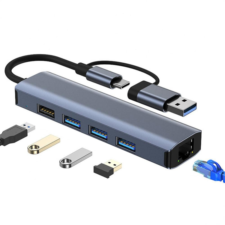 BYL-2208TU 5 in 2 USB + USB-C / Typ-C zu USB Multifunktionale Dockingstation HUB Adapter, BYL-2208