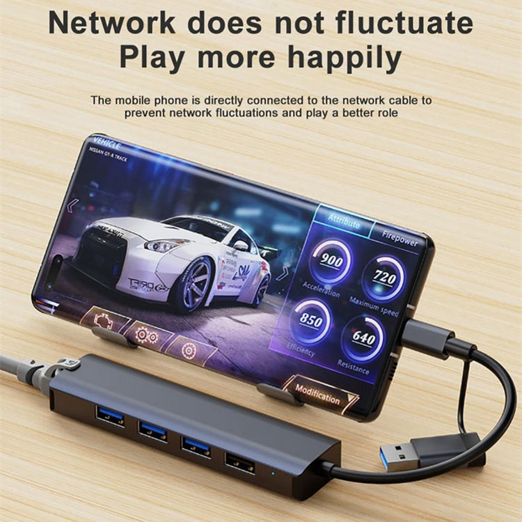 BYL-2208TU 5 in 2 USB + USB-C / Typ-C zu USB Multifunktionale Dockingstation HUB Adapter, BYL-2208