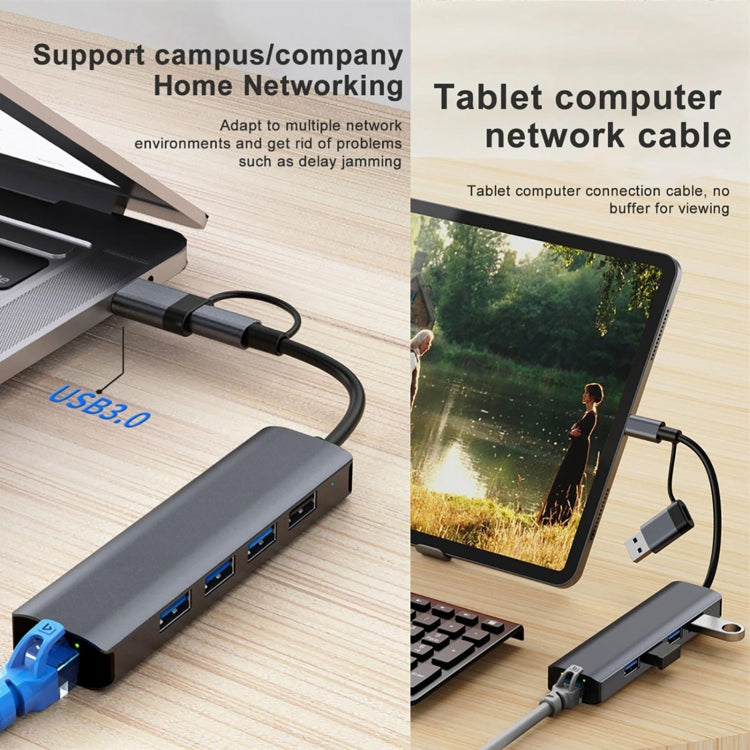 BYL-2208TU 5 in 2 USB + USB-C / Typ-C zu USB Multifunktionale Dockingstation HUB Adapter, BYL-2208