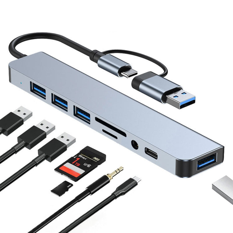 BYL-2218TU 8 in 1 USB + USB-C / Typ-C zu USB Multifunktionale Dockingstation HUB Adapter, BYL-2218TU