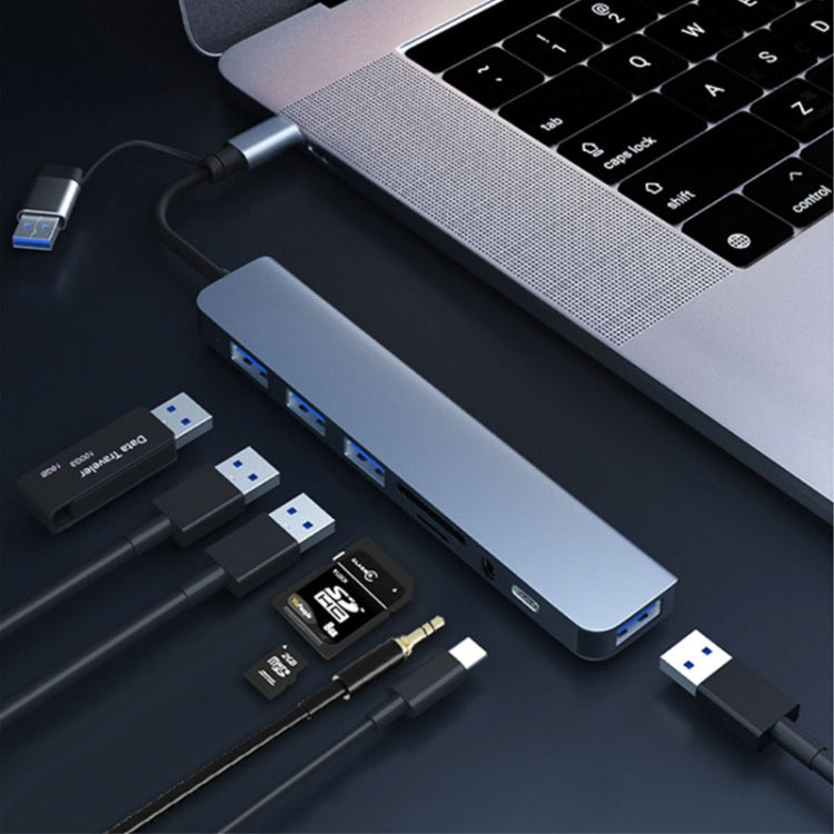 BYL-2218TU 8 in 1 USB + USB-C / Typ-C zu USB Multifunktionale Dockingstation HUB Adapter, BYL-2218TU