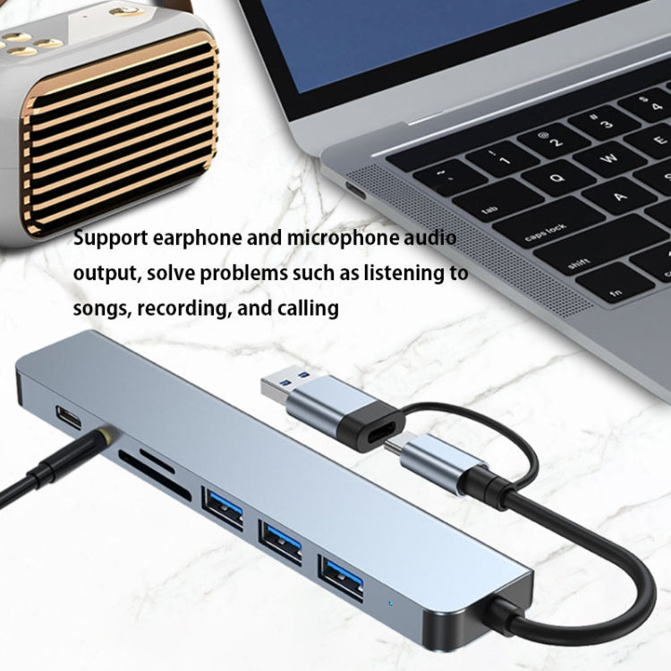 BYL-2218TU 8 in 1 USB + USB-C / Typ-C zu USB Multifunktionale Dockingstation HUB Adapter, BYL-2218TU