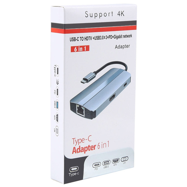 BYL-2209 6-in-1 USB-C / Type-C zu USB Multifunktionale Dockingstation HUB Adapter, BYL-2209