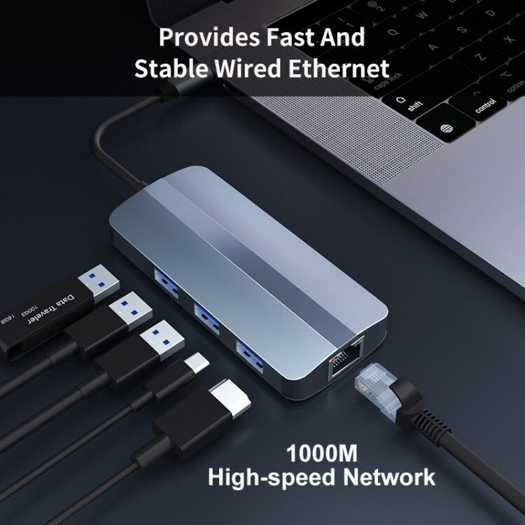 BYL-2209 6-in-1 USB-C / Type-C zu USB Multifunktionale Dockingstation HUB Adapter, BYL-2209