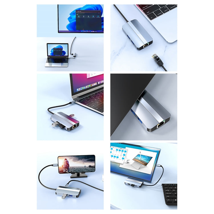 BYL-2203 6-in-1 USB-C / Type-C zu USB Multifunktionale Dockingstation HUB Adapter, BYL-2203