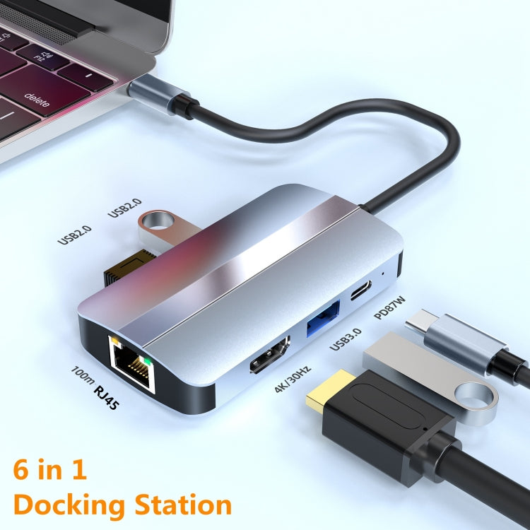 BYL-2203 6-in-1 USB-C / Type-C zu USB Multifunktionale Dockingstation HUB Adapter, BYL-2203