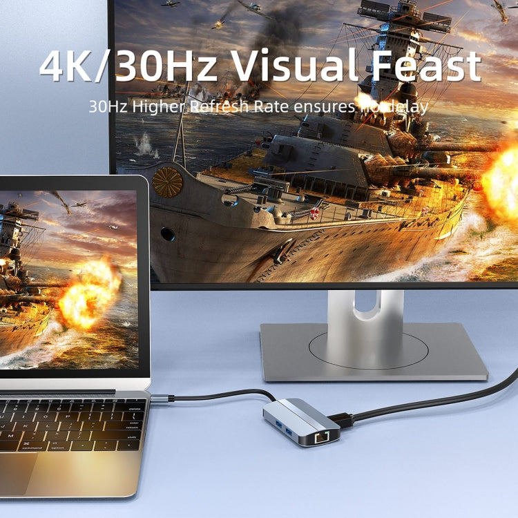 BYL-2203 6-in-1 USB-C / Type-C zu USB Multifunktionale Dockingstation HUB Adapter, BYL-2203