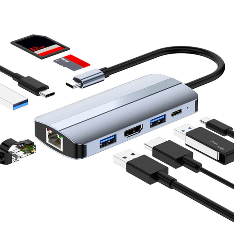 BYL-2206 9-in-1 USB-C / Type-C zu USB Multifunktionale Dockingstation HUB Adapter, BYL-2206