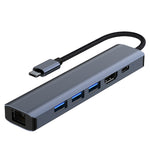 BYL-2210 6-in-1 USB-C / Type-C zu USB Multifunktionale Dockingstation HUB Adapter mit 1000M Netzwerkanschluss, BYL-2210