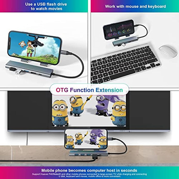 BYL-2210 6-in-1 USB-C / Type-C zu USB Multifunktionale Dockingstation HUB Adapter mit 1000M Netzwerkanschluss, BYL-2210