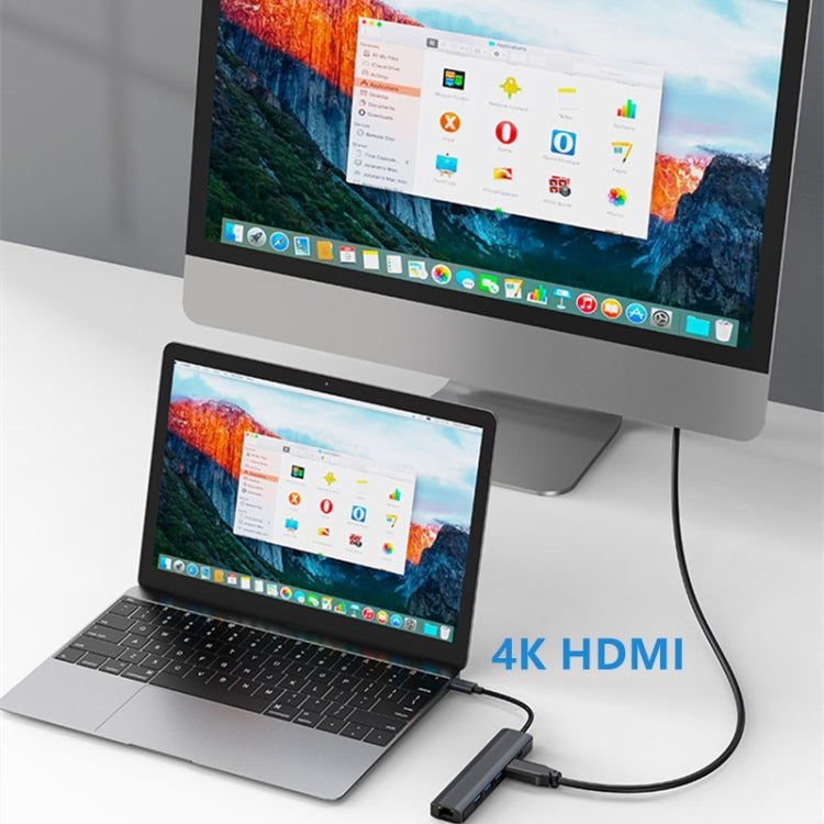BYL-2210 6-in-1 USB-C / Type-C zu USB Multifunktionale Dockingstation HUB Adapter mit 1000M Netzwerkanschluss, BYL-2210