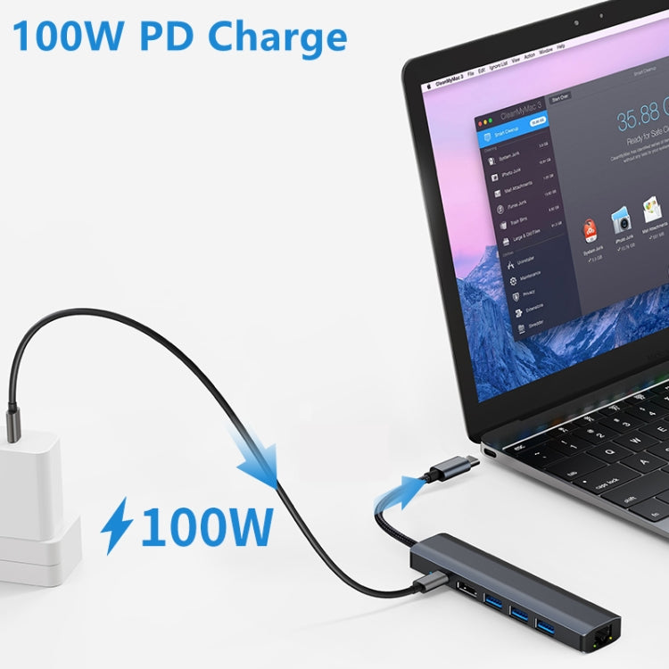 BYL-2210 6-in-1 USB-C / Type-C zu USB Multifunktionale Dockingstation HUB Adapter mit 1000M Netzwerkanschluss, BYL-2210
