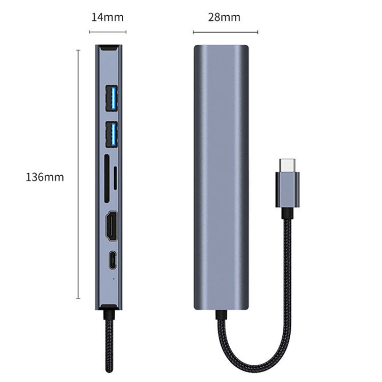 BYL-2303 7-in-1 USB-C / Type-C zu USB Multifunktionale Dockingstation HUB Adapter, BYL-2303