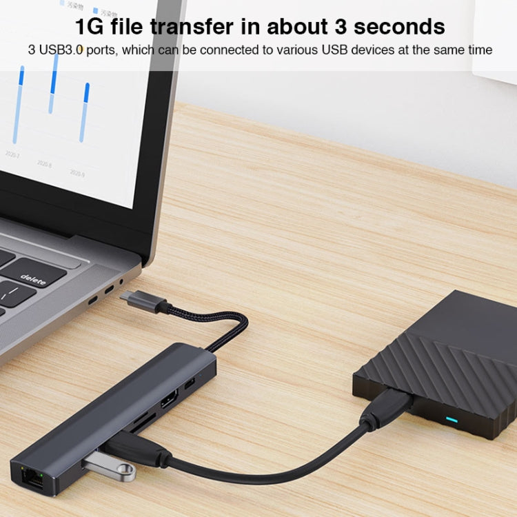 BYL-2303 7-in-1 USB-C / Type-C zu USB Multifunktionale Dockingstation HUB Adapter, BYL-2303
