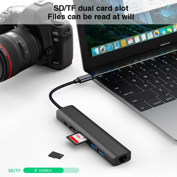 BYL-2303 7-in-1 USB-C / Type-C zu USB Multifunktionale Dockingstation HUB Adapter, BYL-2303
