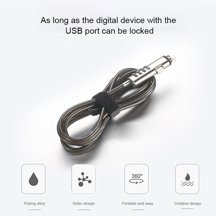 Universelles USB-Sicherheitskabelschloss für Laptop, USB-Schnittstelle