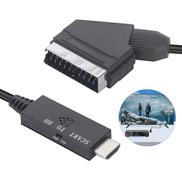 Scart-zu-HDMI-kompatibler Konverter Video-Audio-Adapterkabel, Scart zu HDMI