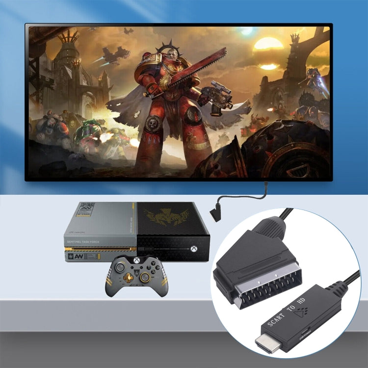 Scart-zu-HDMI-kompatibler Konverter Video-Audio-Adapterkabel, Scart zu HDMI