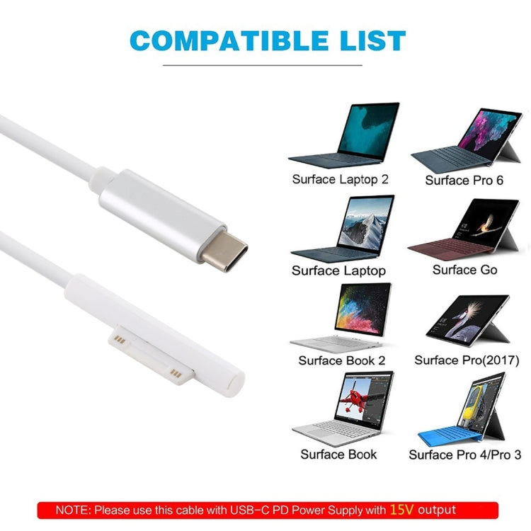 Surface Pro 7 / 6 / 5 zu USB-C / Typ-C Stecker Stromadapter-Ladekabel für Microsoft Surface Pro 7 / 6 / 5 / 4 / 3 / Microsoft Surface Go, Typ-C zu Microsoft Surface