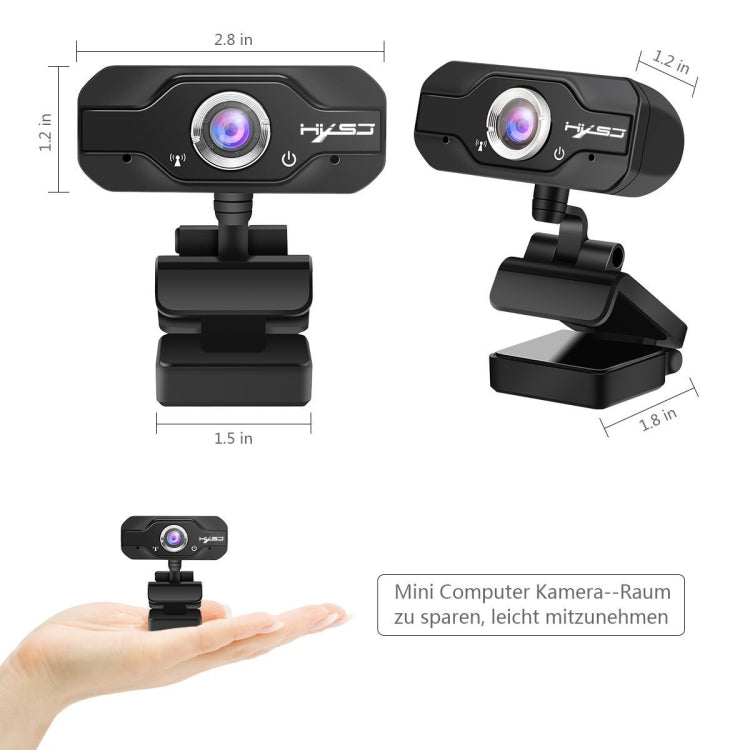 HXSJ S50 30fps 100 Megapixel 720P HD Webcam für Desktop / Laptop / Smart TV, mit 10m schallabsorbierendem Mikrofon, Kabellänge: 1,4m, S50