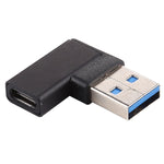 Typ-C / USB-C Buchse zu USB 3.0 Stecker 90-Grad-Winkel Aluminiumlegierungsadapter, Typ-C Buchse zu USB 3.0 Stecker