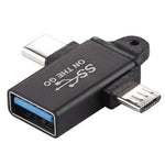 USB 3.0 Buchse zu Typ-C / USB-C Stecker + Micro-Stecker Aluminiumlegierungsadapter, USB 3.0 Buchse zu Typ-C Stecker + Micro-Stecker