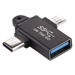 USB 3.0 Buchse zu Typ-C / USB-C Stecker + Micro-Stecker Aluminiumlegierungsadapter, USB 3.0 Buchse zu Typ-C Stecker + Micro-Stecker