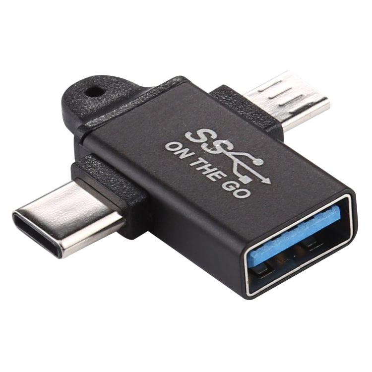 USB 3.0 Buchse zu Typ-C / USB-C Stecker + Micro-Stecker Aluminiumlegierungsadapter, USB 3.0 Buchse zu Typ-C Stecker + Micro-Stecker